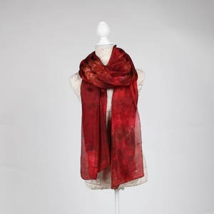 red and gold scarf, oversized silk scarf, lightweight scarf image 7