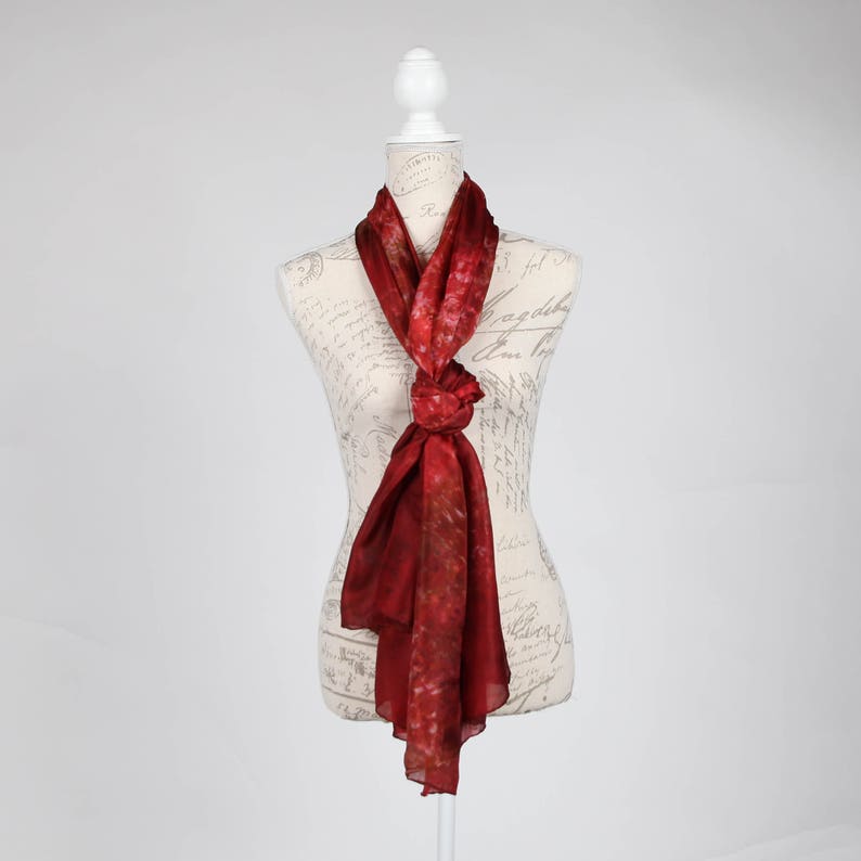 red and gold scarf, oversized silk scarf, lightweight scarf image 9