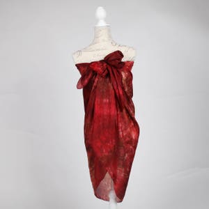 red and gold scarf, oversized silk scarf, lightweight scarf image 10