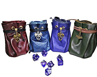 Handmade leather dice bag dice tray, cosplay pouch, LARP pouch