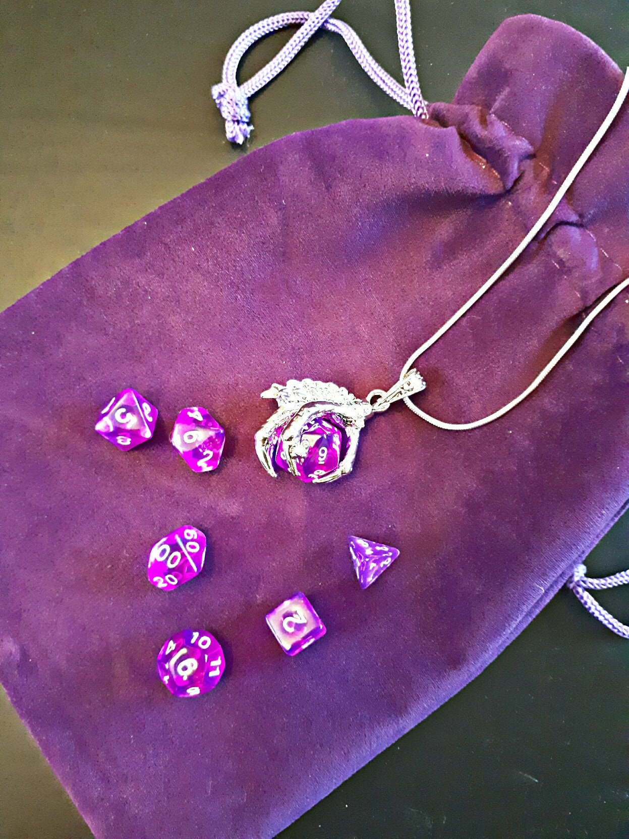 Dragon Claw D20 Pendant Necklace With Dice Set and Bag.d&d Etsy UK