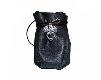 Handmade leather dice bag dice tray, cosplay pouch, LARP pouch