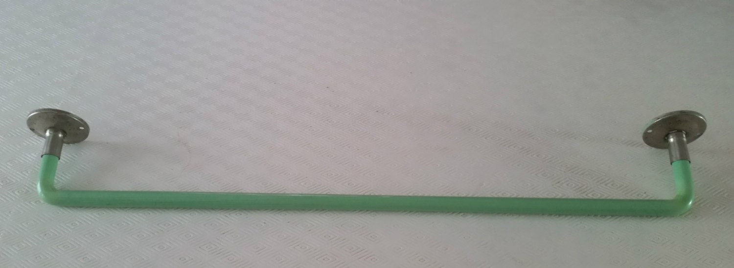 Vintage Jadeite Green Glass 24 inch Towel Bar with Round Metal | Etsy