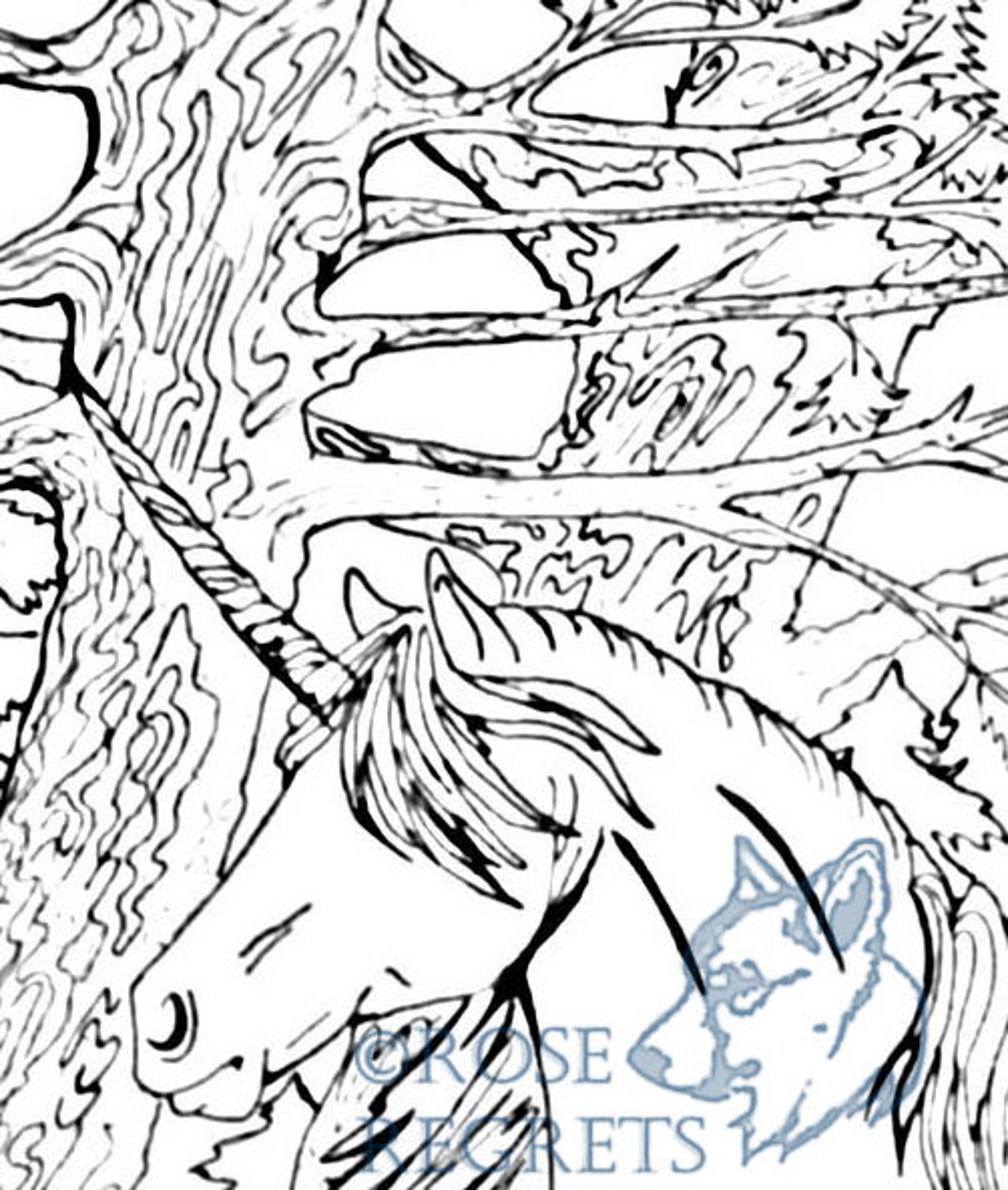 Forest Unicorn Coloring Page DIGITAL DOWNLOAD - Etsy Hong Kong