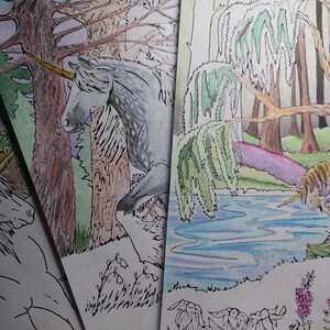 Unicorn Coloring Page Instant Download 4 Pack