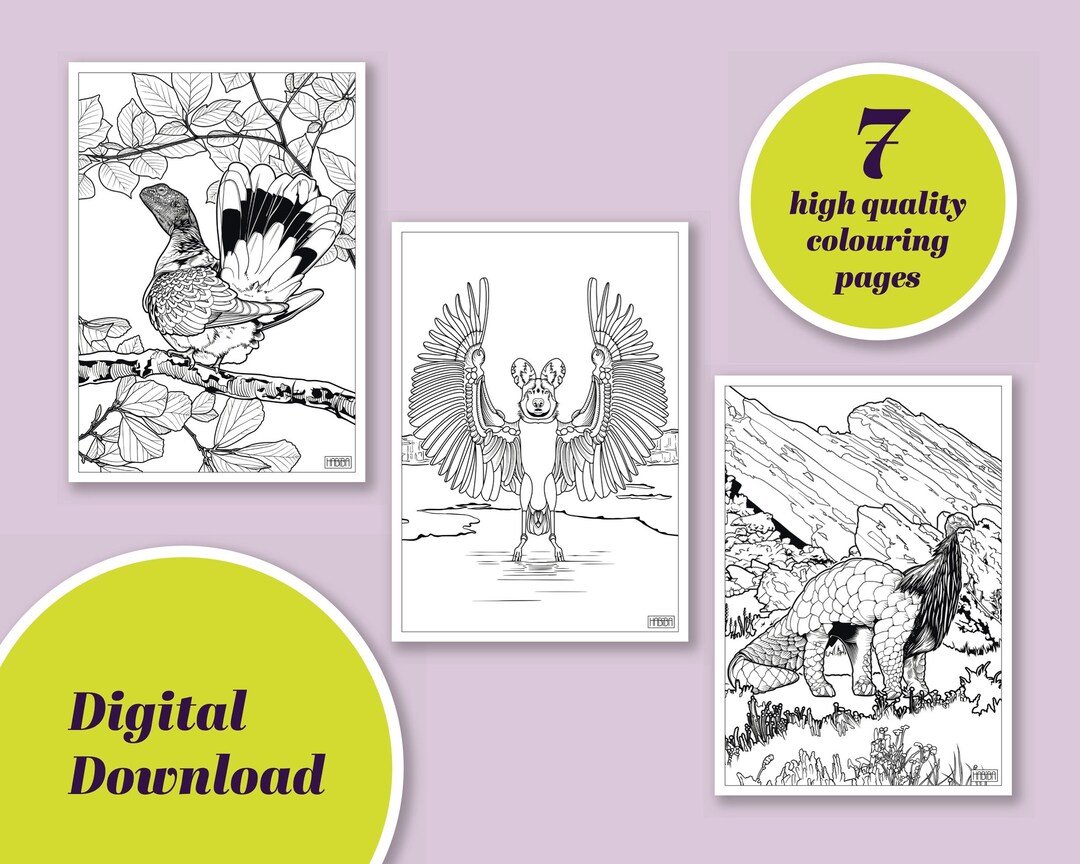 Fantasy Animals Coloring Pages Etsy