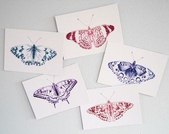 Set of 10 butterfly postcards