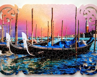 Welcome in Venice Hand Cut Wooden Jigsaw Puzzle For Adults \ Special Shaped Border Jigsaw Puzzle / Mrgogo Wooden Puzzles