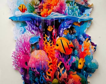 Deep In The Sea - 3D Hand - Cut Birch Wooden Jigsaw Puzzle For Adults & Puzzle Entusiast