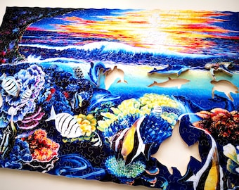 Puzzles pour adultes / Puzzles en bois personnalisés / Puzzles de famille en bois / Puzzle en bois découpé à la main Sous l'océan / Puzzles Mrgogo