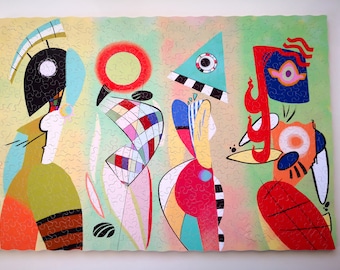 Wooden Jigsaw Puzzle For Adults / Custom Wood Puzzle / JIgsaw Puzzle 1000 / Las Musas De Kandinsky Hand Cut Wooden JIgsaw PUzzle /