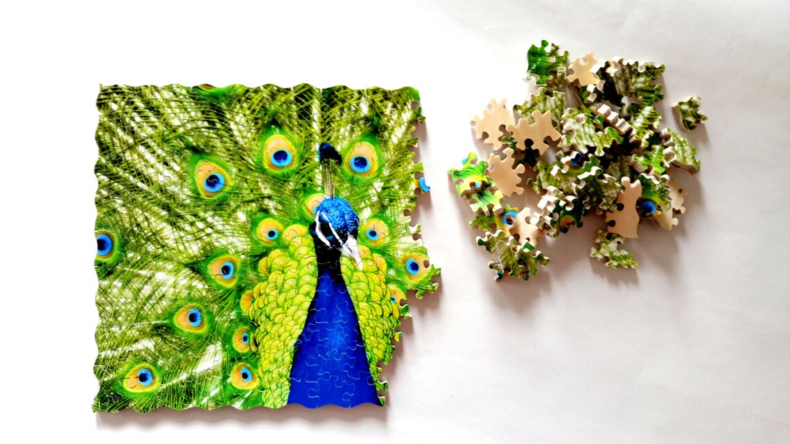 Peacock Jigsaw Puzzle for Adults Hand Cut Wood Jigsaw Puzzle Etsy