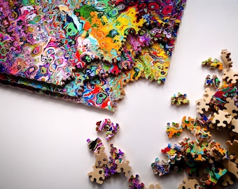 3D Hand Cut Wooden Puzzle - Triple Layer Birch Jigsaw / Handmade Wood Puzzle Gift For Adults & Family / Impossible Teaser