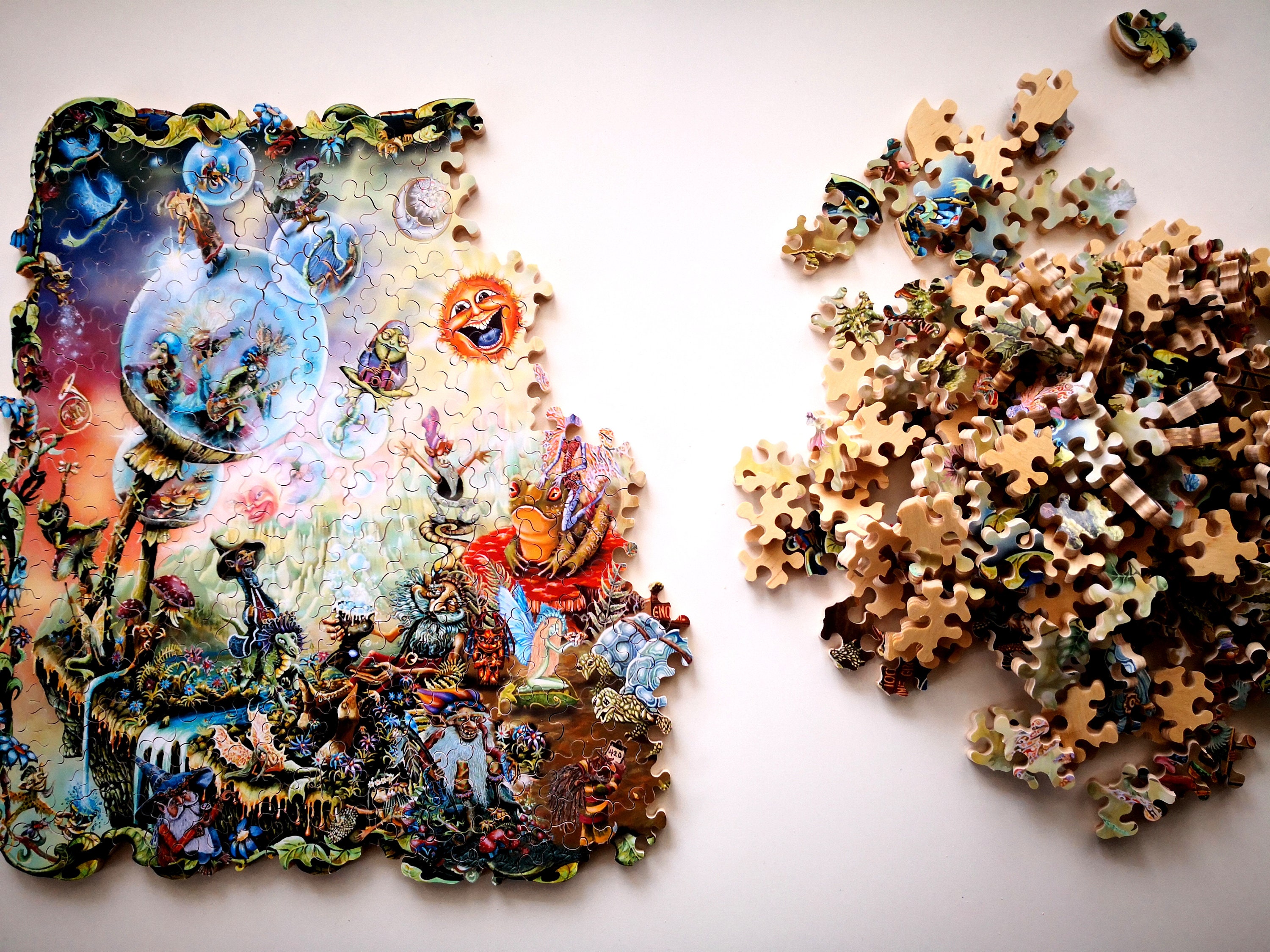 Puzzle In Legno 300 Pezzi A Forma Di Gnomo Con Fiori - Gioco Per Adulti E Ragazzi, Dimensioni 38x36 Cm, Regalo Creativo Con Accessori