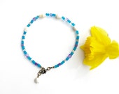 Zomer Ankle Bracelet, iets blauw, met Sea Shell, Amethist en parel