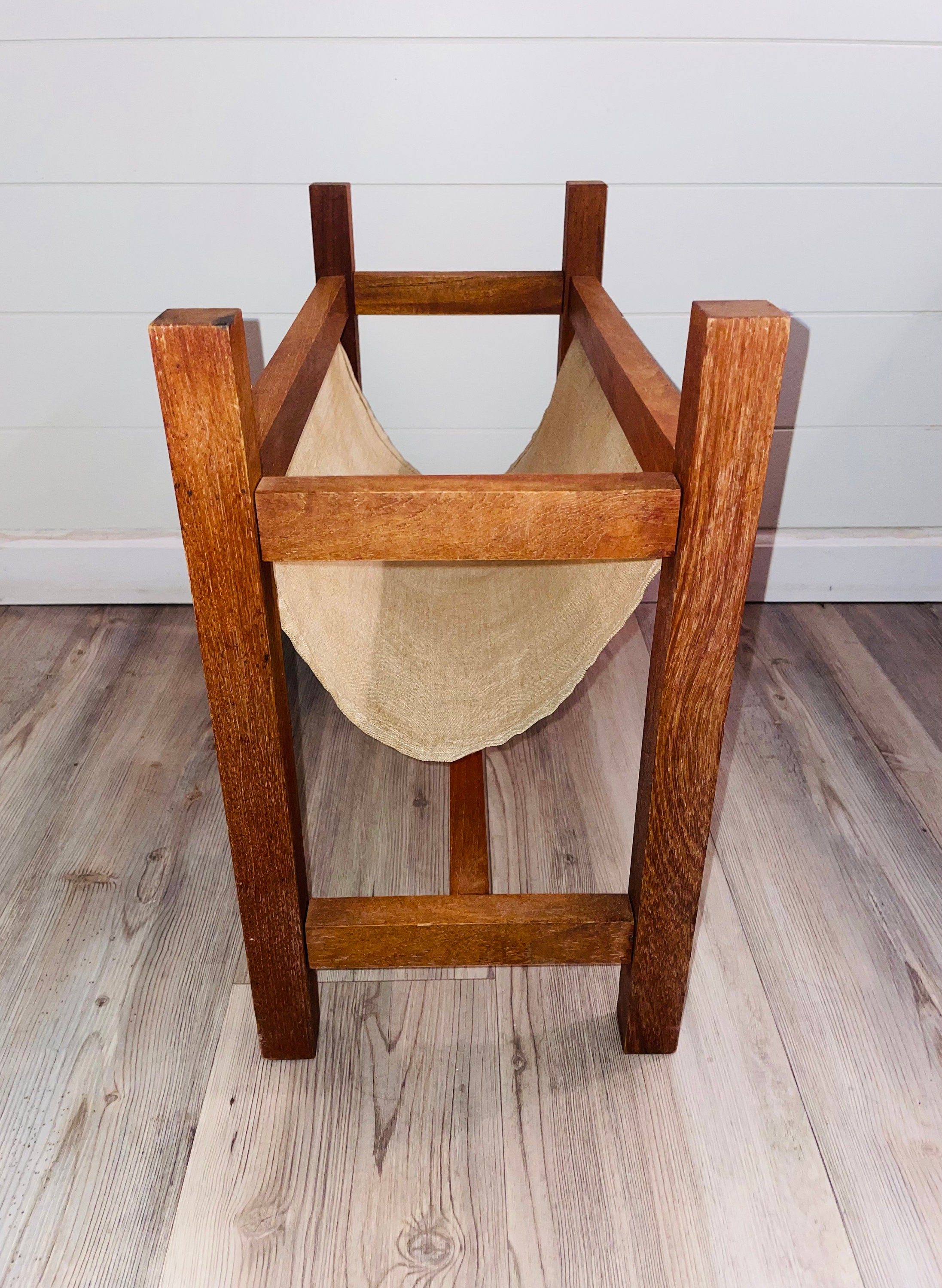 Canvas Magazine Rack Mid Century Danish Teak Canvas Magazine Rack - Etsy