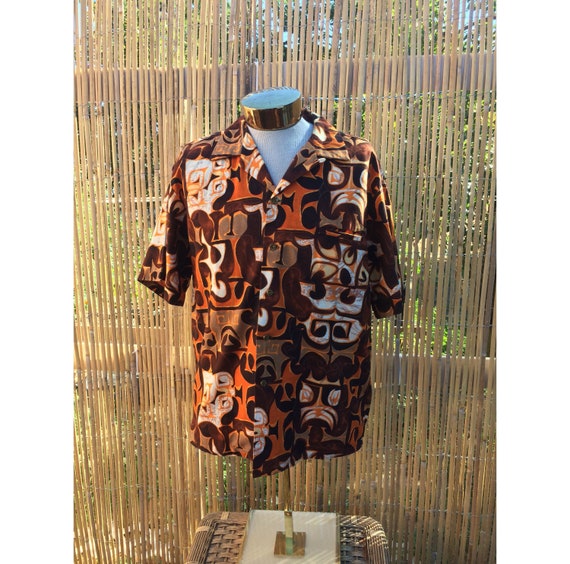 1960s Kamehameha Vintage Hawaiian Shirt Tiki XL
