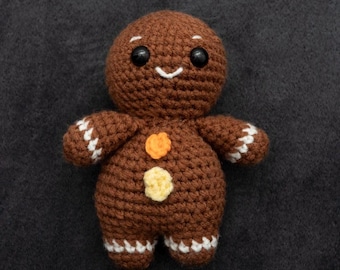 Handmade Crochet Gingerbread Man Plushie | Christmas Toy