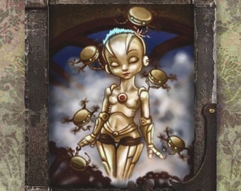 Steampunk Robot Art Print steampunk decorations Metropolis steampunk wall art steampunk bedding scifi art print retrofuturism big eyes