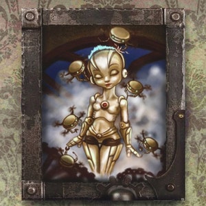 Steampunk Robot Art Print steampunk decorations Metropolis steampunk wall art steampunk bedding scifi art print retrofuturism big eyes
