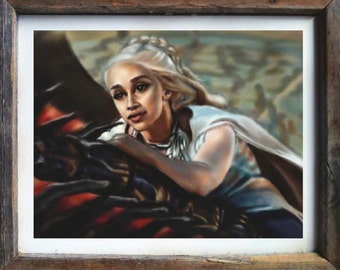 Daenery Targaryen art print poster art print, GoT wall art, fantasy art print, GoT gift, winter is coming, mother of dragon