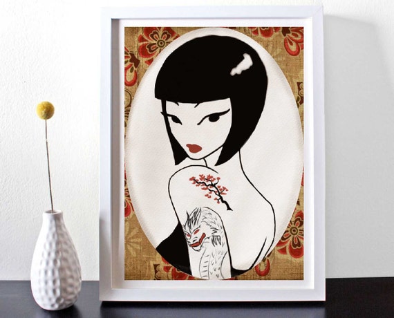 Japanese Art Print Japan Geisha Art Poster Original Artwork Etsy
