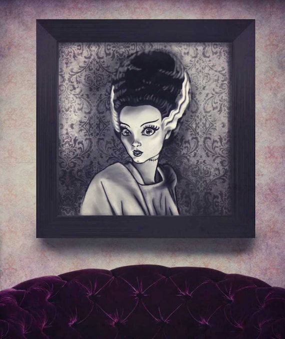 La Novia de Frankenstein póster, láminas decorativas, película de terror, cine mudo, arte gótico, fantasía, monstruos, decoración gótica
