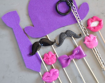 photobooth accessoires pour photos tout en rose et mauve