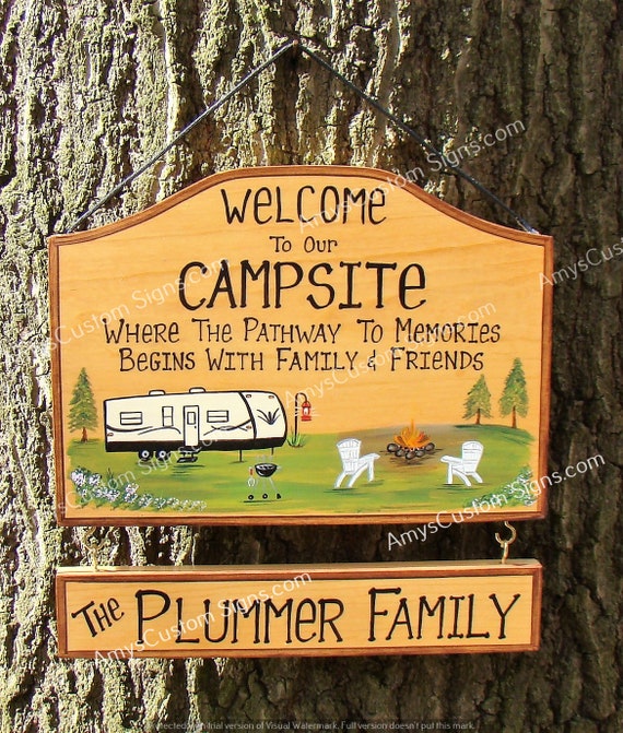 Hand Painted And Designed Personalized Camping Campsite Sign Etsy