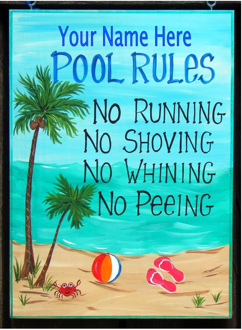 Custom 11 x 15 Personalized Swimming POOL Rules Etsy