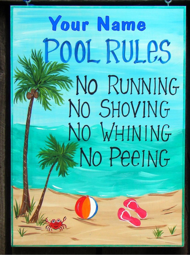 Custom Personalized Swimming POOL Rules Sign with Your Name Etsy