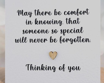 Sympathy Card With Wooden Heart | Thinking of You Card | Bereavement Card | Condolence Card | Loss of Loved One | Personalised Inside