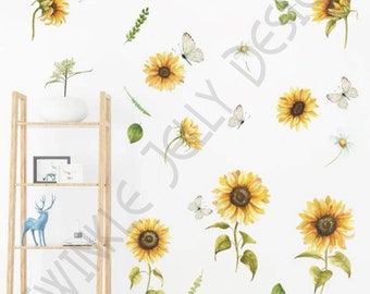 sunflower wall stickers - sunflower nursery sticker - flowers wall decal