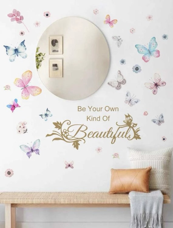 Soyez votre propre genre de beau sticker mural papillon 98cm x 73cm citation  inspirante amour de soi citation positive -  France
