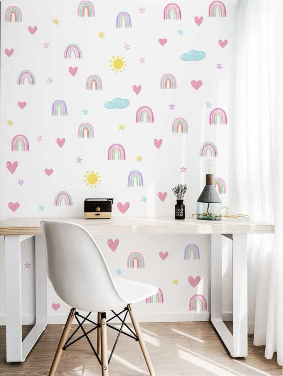 Rainbow Print Wall Stickers Cloud Wall Stickers Love Heart Etsy Australia