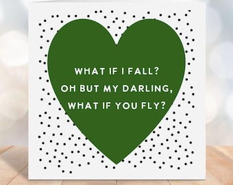 What If I Fall Card | Encouragement Card | Inspirational Quote Card | Thinking of You | Support Card | Positive Affirmation Card