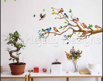 Birds on branches wall stickers - 130cm x 65cm