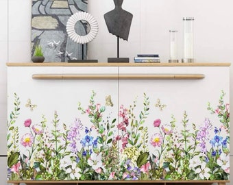 Wild flowers print wall sticker - 46cm x 66cm - mural - Wall decal - wall sticker - cottage garden wall sticker - flower meadow