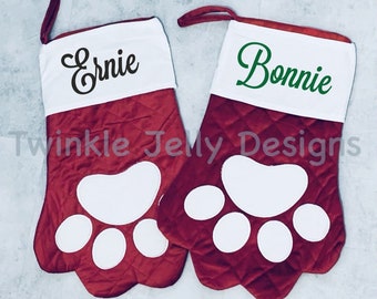 Personalised Pet Christmas Stocking - Red Velvet - Dog Stocking - Cat Stocking - Puppy Christmas Stocking - Dog Christmas Gift