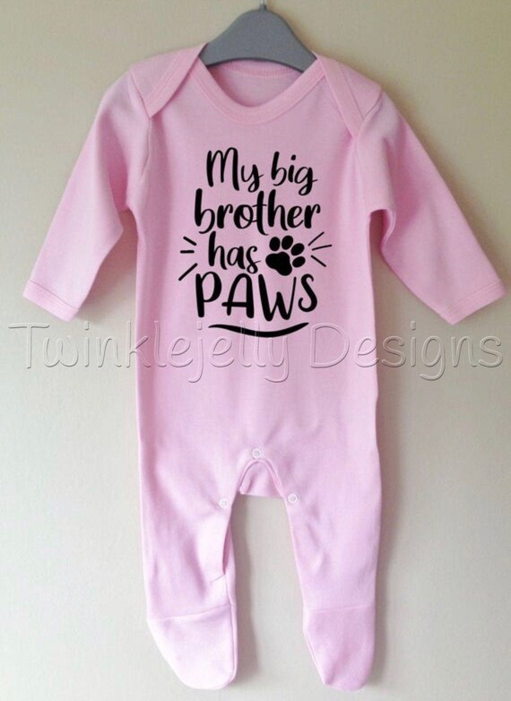 Onesie Fast Shipping My Big Brother has Paws  LONG SLEEVE Romper 