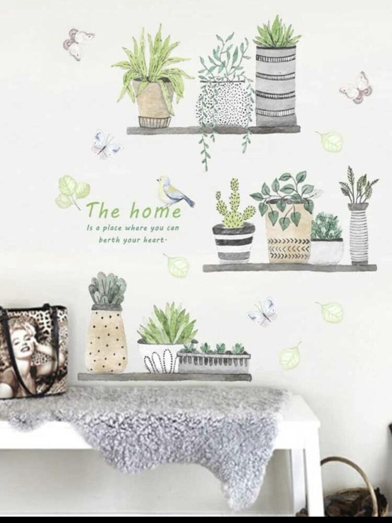 House Plants on Shelves Wall Stickers Mural Wall Decal Etsy UK