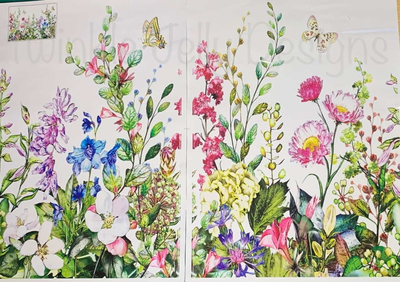Wild Meadow Watercolor Floral Wall Decals Removable PVC Vinyl Wall Sti –