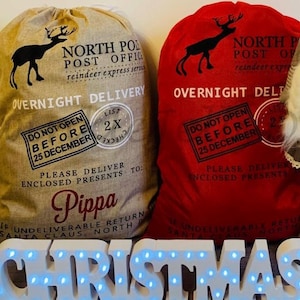 Personalised Santa Sack | Christmas Eve Gift Sack | Reindeer Santa Sack | Personalised Christmas Sack | Christmas Gift Bag image 1