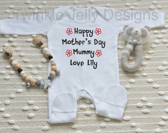 Happy Mother's Day Mummy - Personalised Romper - Sleepsuit - Babygrow - 1st Mother's day - Mothering Sunday