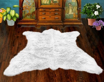 Bear Skin Rug, Realistic, Lifesize, Shaggy Faux Fur Area Rug, Throw Rug, Shag Carpet, Thick Shag Pelt, Hide, Designer Decor, Hand Made USA