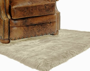 Shaggy Faux Sheepskin Area Rug - Suede Backed Accent Throw