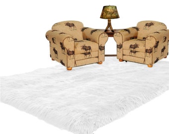 Shaggy Faux Fur Area Throw Rug - Fake Sheepskin Shag - Pelt Rug - Rectangle - Area Carpet - Soft Shag- Plush - Designer Decor