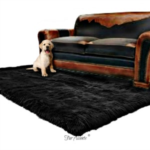 Premium Faux Fur Throw Rug - Shaggy Rectangle - Plush Accent Throw - Sheepskin - Fur Accents Designer Home Decor