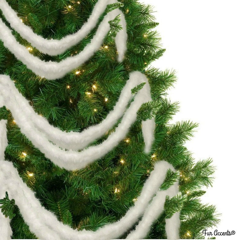 New Shaggy White Faux Fur Christmas Tree Garland Etsy