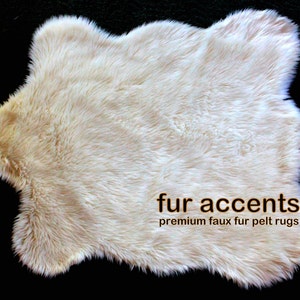 Classic Original Chubby Bear Pelt Rug by Fur Accents - Faux Sheepskin Area Rug -  White - Black - Brown - Gray - Tan